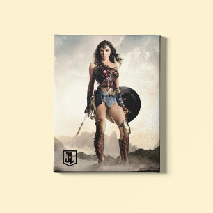 Justice League Wonder-vrouw op slagveld Canvas Afdruk