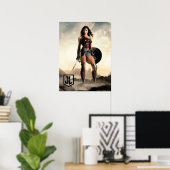 Justice League | Wonder-vrouw op slagveld Poster (Thuiskantoor)