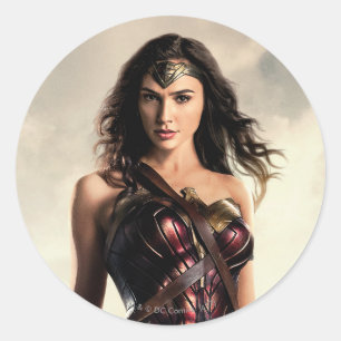 Justice League   Wonder-vrouw op slagveld Ronde Sticker