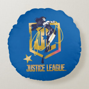 Justice League   Wonder Woman JL Logo Art Rond Kussen