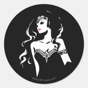 Justice League Wonder Woman Noir Pop Art Ronde Sticker