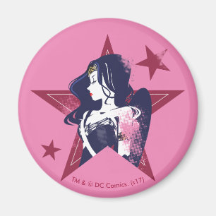 Justice League   Wonder Woman & Stars Pop Art Magneet