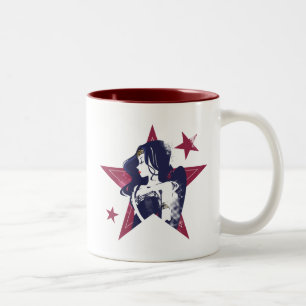 Justice League   Wonder Woman & Stars Pop Art Tweekleurige Koffiemok