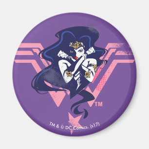 Justice League   Wonder Woman & Symbol Pop Art Magneet