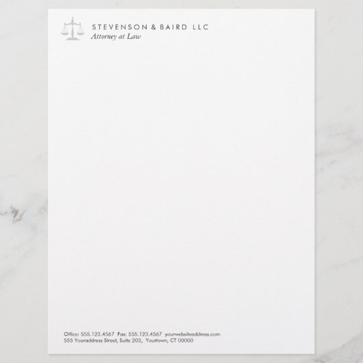 Justice Scale Attorney Letterhead Persoonlijk Briefhoofd (Voorkant)