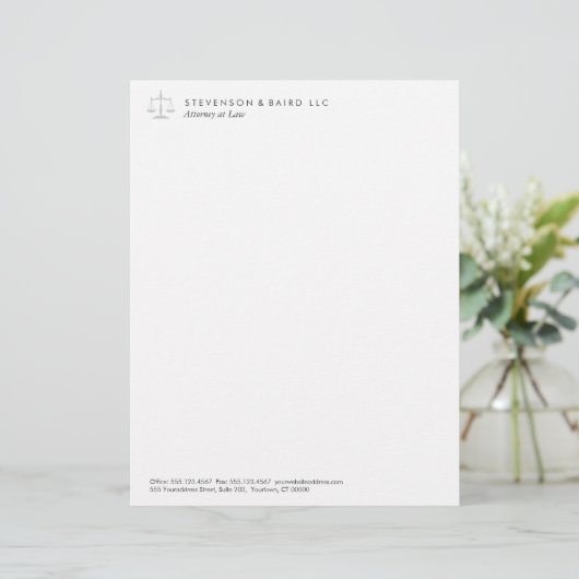 Justice Scale Attorney Letterhead Persoonlijk Briefhoofd (Staand voorkant)