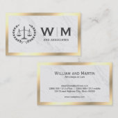 Justice Scales Monogram Marble Gold Border Visitekaartje (Voorkant / Achterkant)