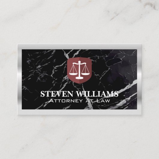 Justice Scales | zwart marmer | metalen rand Visitekaartje (Voorkant)