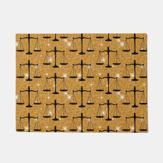 Justice Symbol Balanced Scales Golden Glitter Deurmat (Voorkant)