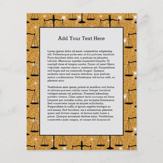 Justice Symbol Balanced Scales Golden Glitter Flyer (Voorkant)