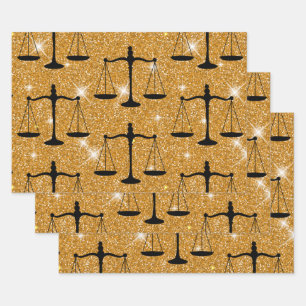 Justice Symbol Balanced Scales Golden Glitter Inpakpapier Vel