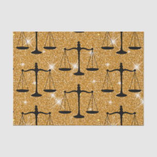 Justice Symbol Balanced Scales Golden Glitter Tissuepapier
