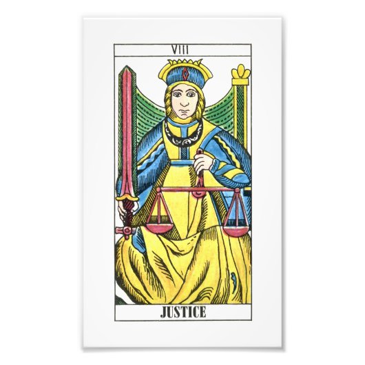 Justice Tarot Kaart Foto Afdruk (Voorkant)