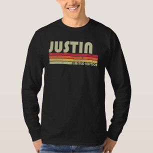 JUSTIN Cadeaunaam Gepersonaliseerde Funny Retro Vi T-shirt