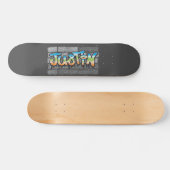 Justin Jouw naam graffiti Logo Brick Wall Paint Skateboard (Horizontaal)