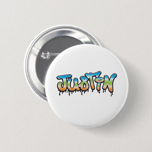 Justin Jouw naam graffiti Ronde Button 5,7 Cm (Voorkant /achterkant)