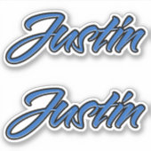 Justin Name blue Aufkleber Sticker Stickerset (Voorkant)
