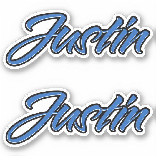 Justin Name blue Aufkleber Sticker Stickerset (Voorkant)