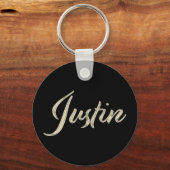 Justin Name whitegold Button Schlüsselanhänger Sleutelhanger (Voorkant)