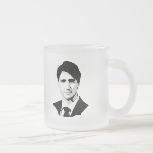 Justin Trudeau Portrait Matglas Koffiemok (Rechts)