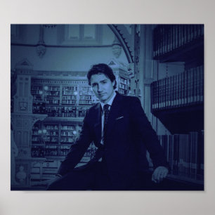 Justin Trudeau portret 2014 in blauw Poster
