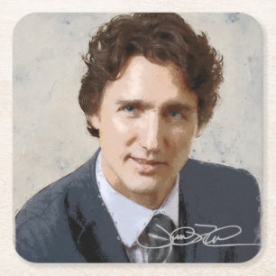 Justin Trudeau Vierkante Kartonnen Onderzetter