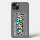 Justin Your Name graffiti Logo Brick Wall Paint Case-Mate iPhone Case (Achterkant)