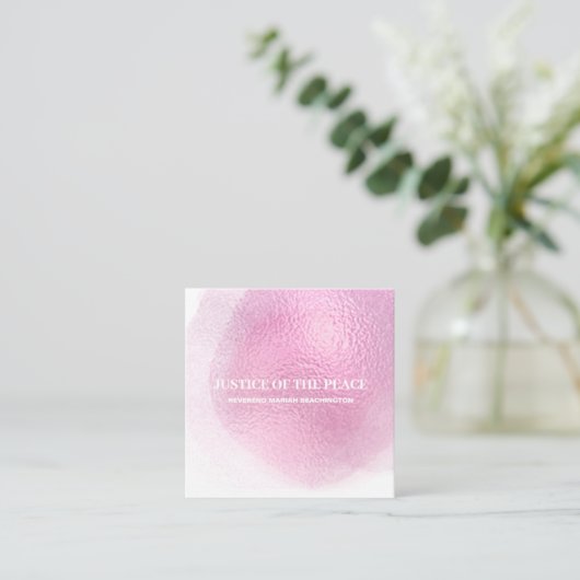 *~* JUSTITIE VAN DE VREDE - Abstract Roze Blob Vierkante Visitekaartje (Staand voorkant)