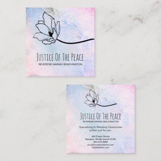 *~* JUSTITIE VAN HET Pastel van de VREDESMUNT Vierkante Visitekaartje (Voorkant / Achterkant)