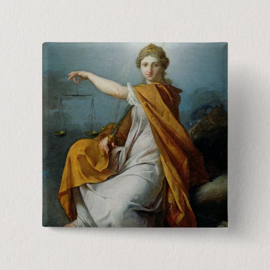 Justitie Vierkante Button 5,1 Cm (Voorkant)