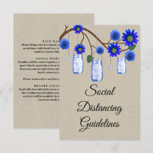 Jute Blauw Bloemstuk Metselaarsglas Veiligheidsmaa Informatiekaartje