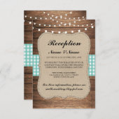 Jute Bruiloftsreceptiekaarten Hout Teal Kaart (Voorkant / Achterkant)