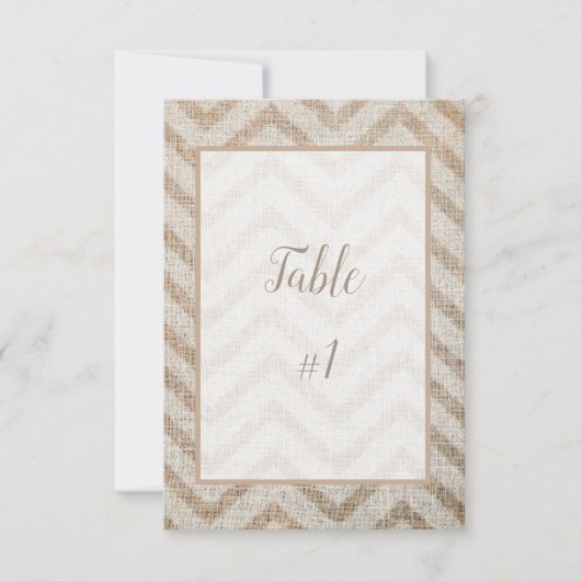 Jute Chevron Ontvangst Tafelkaart Kaart (Voorkant)