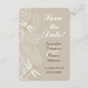 Jute en Kant Rustieke Trouwkaart Save The Date Kaart