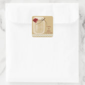 jute en rode roos mason jar envelop seals vierkante sticker (Tas)