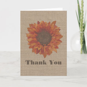 Jute Geïnspireerde Oranje Zonnebloem Dank Je Kaart