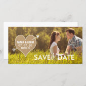 Jute Hart | Rustieke Save the Date Fotokaart (Voorkant / Achterkant)