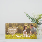 Jute Hart | Rustieke Save the Date Fotokaart (Staand voorkant)