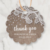 jute kant glitter rustieke bruiloft dank u bedankjes labels (Voorkant)