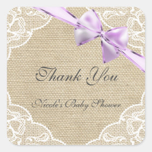 Jute Kant & Lavendel Lint Baby Shower Sticker