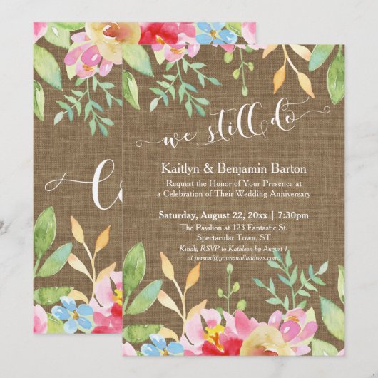 Jute Kant Lichtslingers Wij Doen Nog Jubileum Kaart (Voorkant / Achterkant)