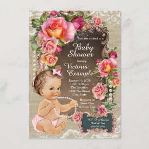 Jute Kant Parel Rustieke Chic Baby Shower Kaart