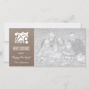 Jute kerstkaarten met aangepaste vakantiefoto feestdagenkaart