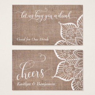 Jute & Mandala met script, drankkaartjes Visitekaartje