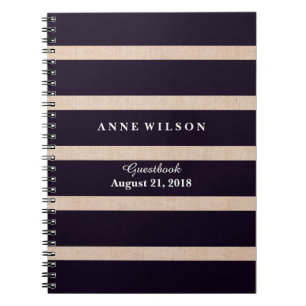 Jute Patroon Zwarte Strepen Achtergrond Notitieboek