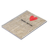 Jute Rode Stempel Hart Valentijnsdag Notitieboek D (Linkerzijde)