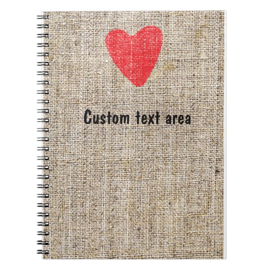 Jute Rode Stempel Hart Valentijnsdag Notitieboek D (Voorkant)