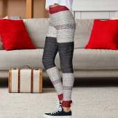 Jute Textuur Zak Zakken Landelijke Streep Patroon Leggings