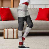 Jute Textuur Zak Zakken Landelijke Streep Patroon Leggings