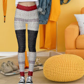 Jute Textuur Zak Zakken Landelijke Streep Patroon Leggings